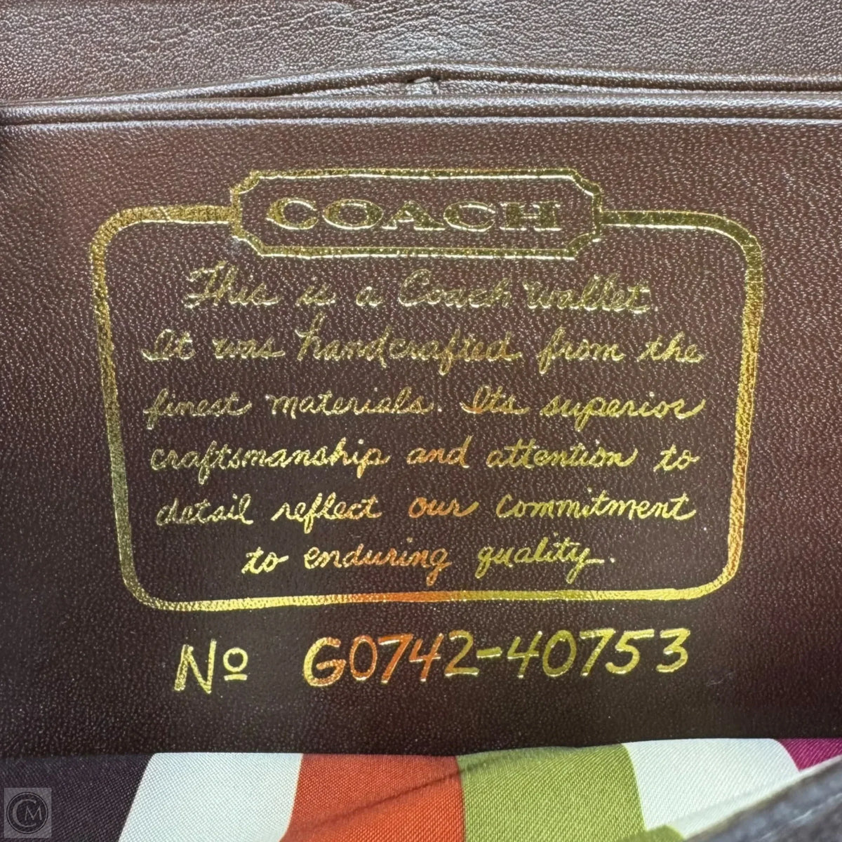 2007 Stripe Legacy Wallet Designer By Coach, Size: Large