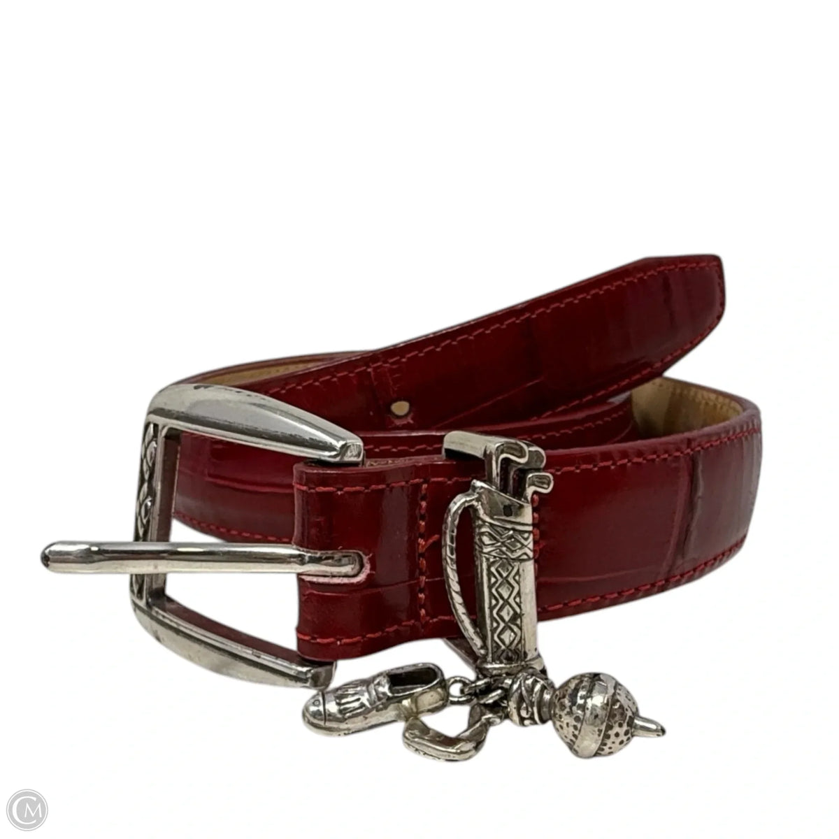 Golf Charms Croc Embossed Leather Belt Designer By Brighton, Size: Small (28)