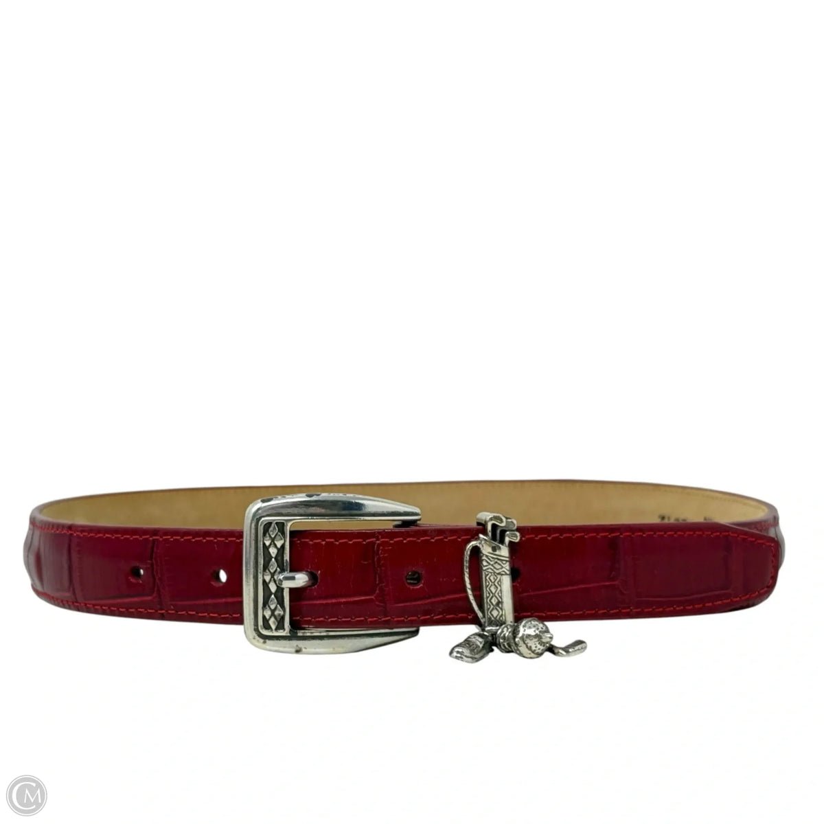 Golf Charms Croc Embossed Leather Belt Designer By Brighton, Size: Small (28)