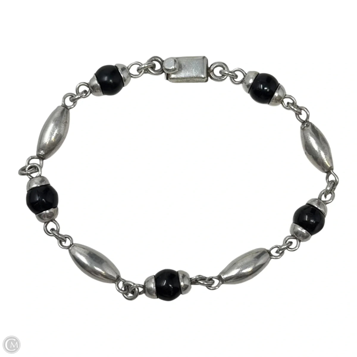 Mexican Onyx & Sterling Silver Beaded Bracelet