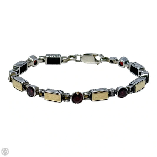 Faceted Red Gemstone & Sterling Silver Bracelet