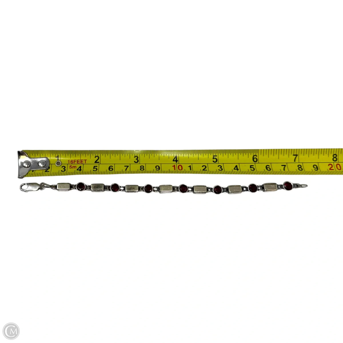 Faceted Red Gemstone & Sterling Silver Bracelet
