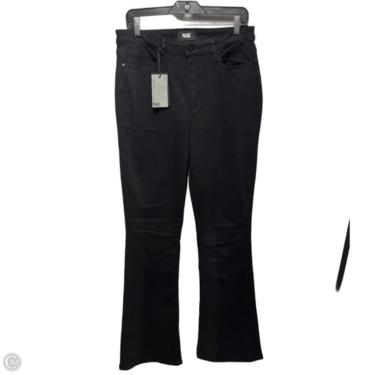 Iconic High Rise Flare Jeans By Paige In Black Denim, Size: 14
