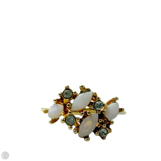 Faux Opal & Gold Tone Cocktail Ring, Size: 7.5
