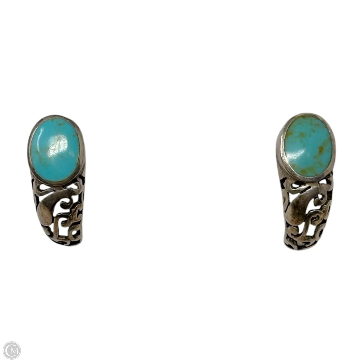 Turquoise & Sterling Silver Openwork Earrings