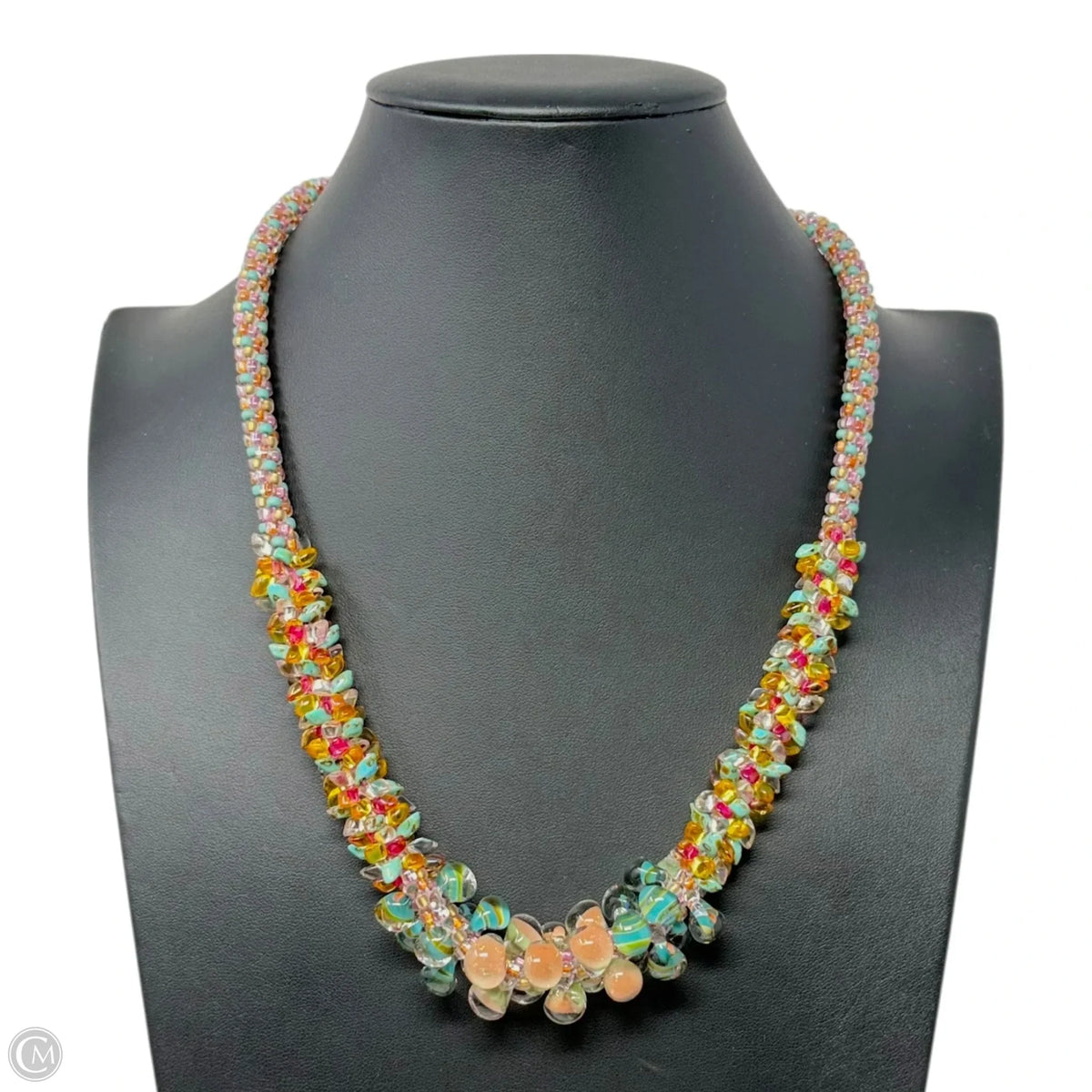 Glass Chip Beaded Statement Necklace