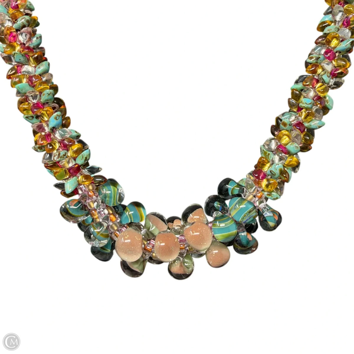 Glass Chip Beaded Statement Necklace
