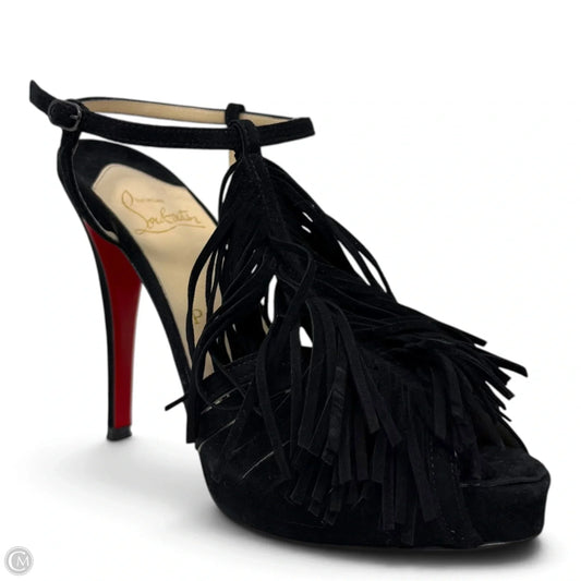Plume 120 Fringe Sandals Luxury Designer By Christian Louboutin In Black, Size: 7.5 (IT 37.5)