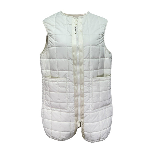 Long Quilted Puffer Vest Designer By Rebecca Minkoff In Cream, Size: M