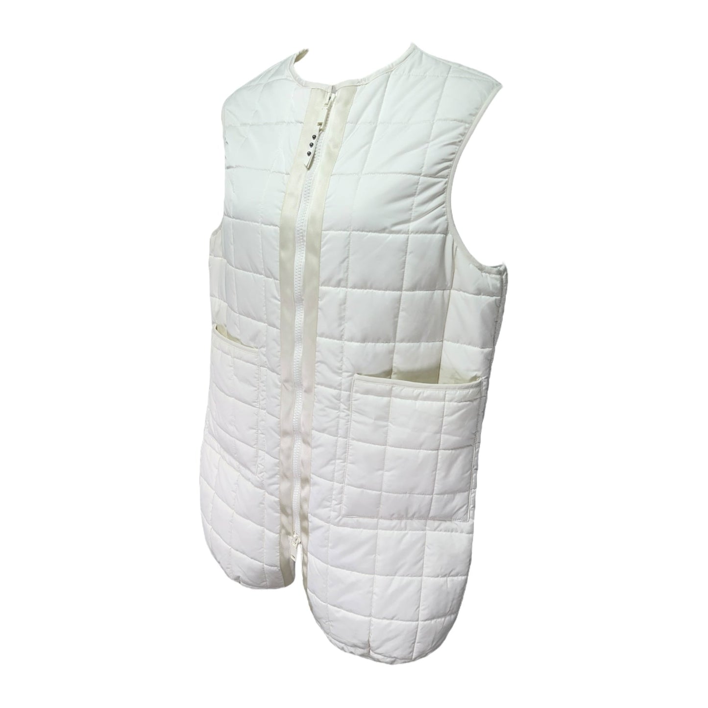 Long Quilted Puffer Vest Designer By Rebecca Minkoff In Cream, Size: M