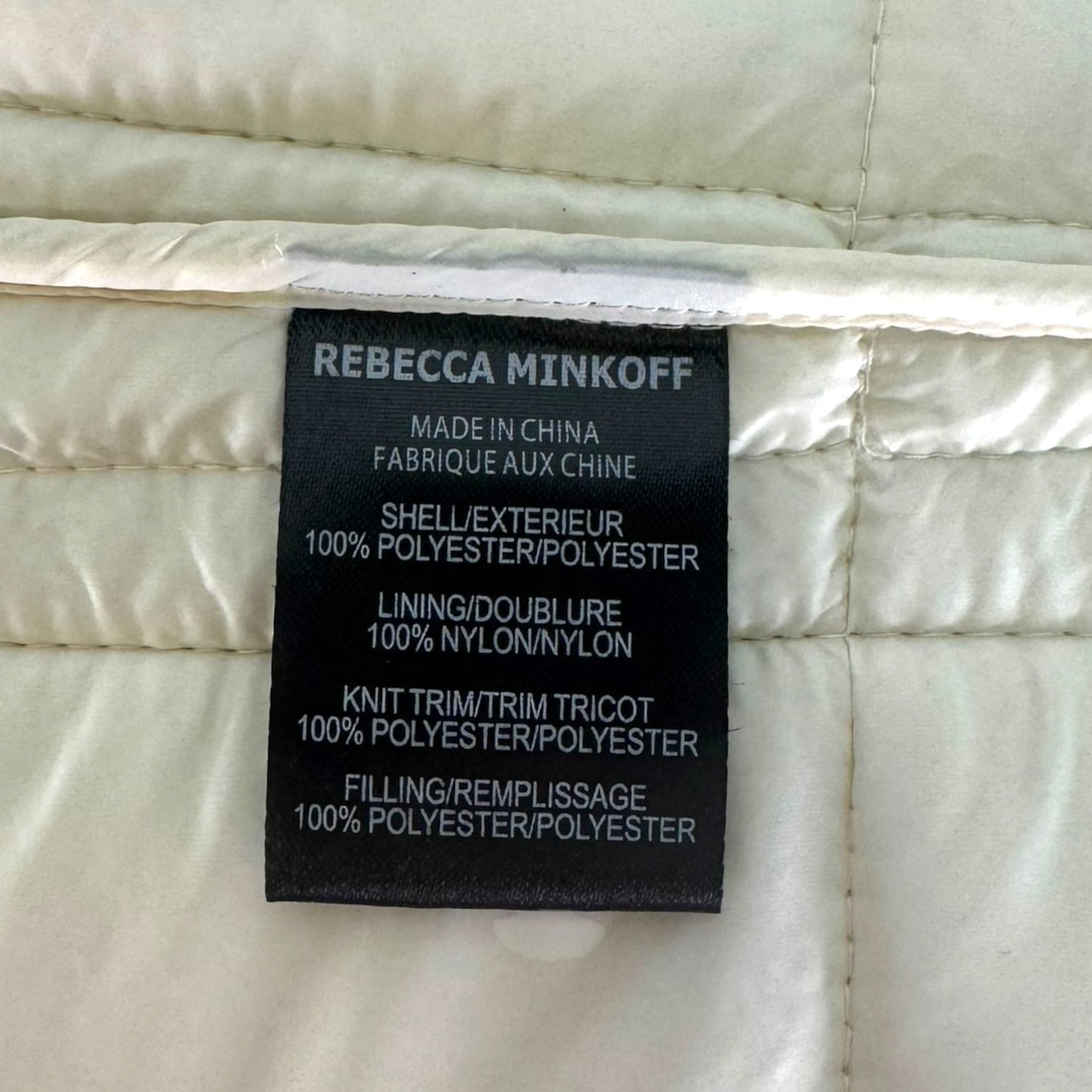 Long Quilted Puffer Vest Designer By Rebecca Minkoff In Cream, Size: M