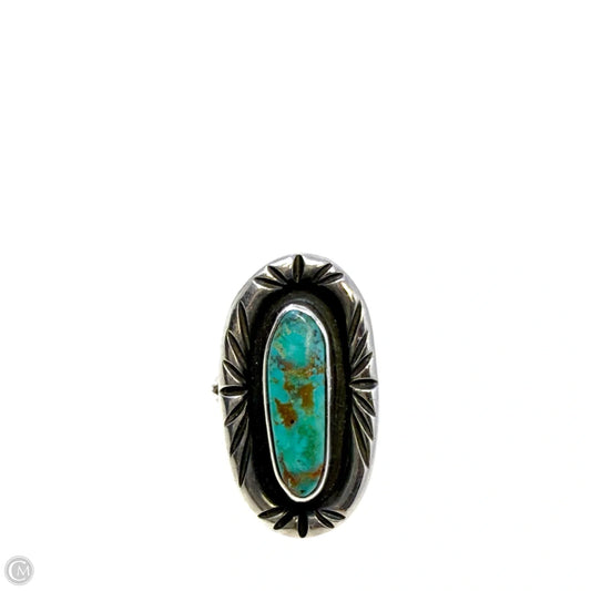 Silver Tone & Turquoise Statement Ring, Size: 5.5