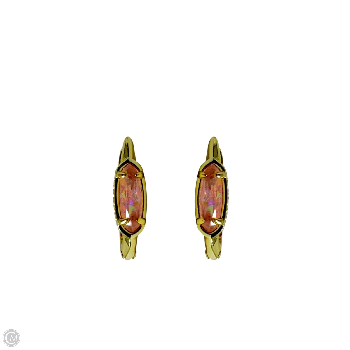 Dichroic Glass Hinged Hoop Earrings Designer By Kendra Scott