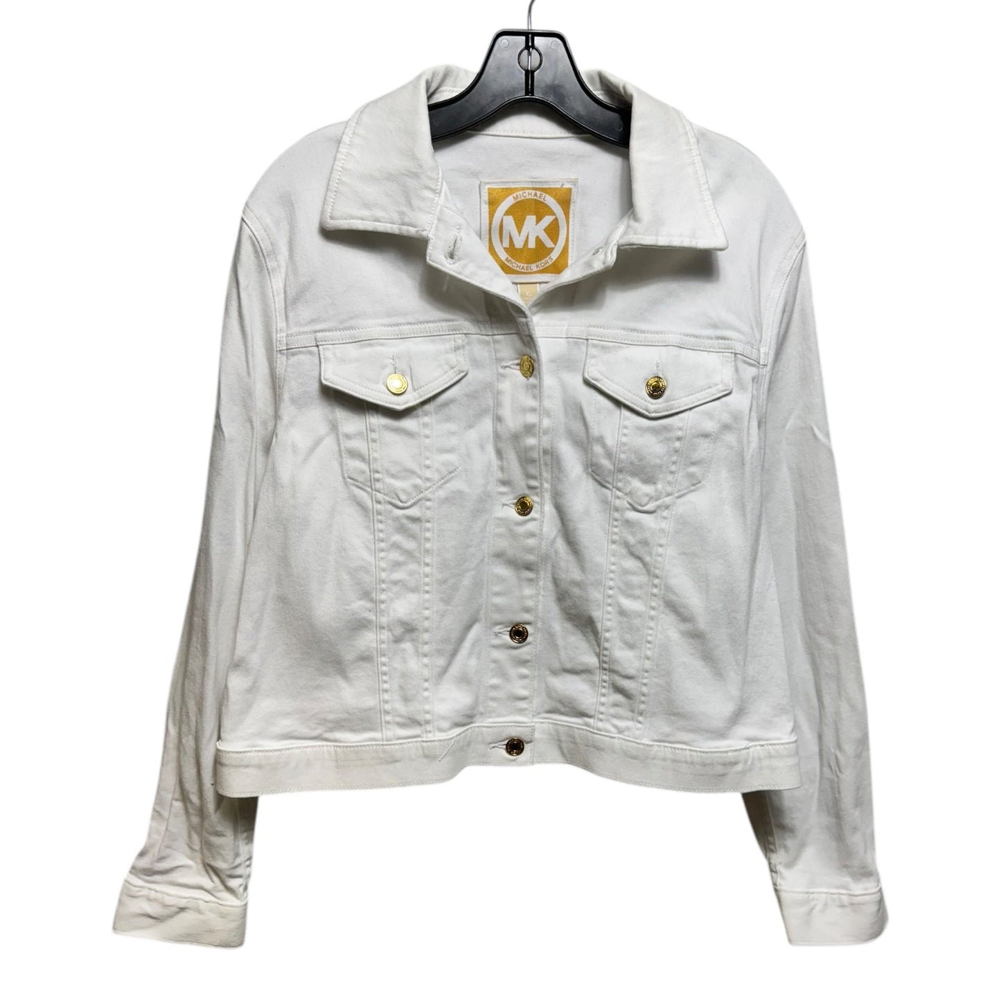 Basics Denim Jacket Designer By Michael Kors In White, Size: XL