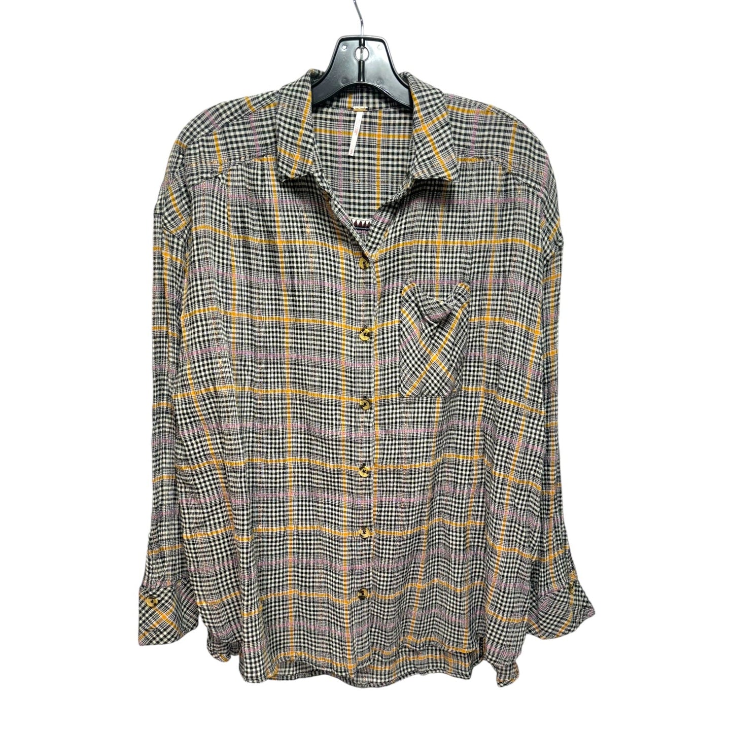 Top Long Sleeve By Free People In Plaid Pattern, Size: S