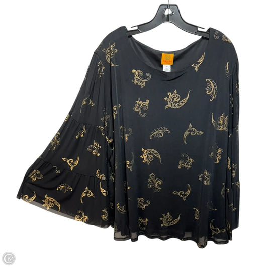 Top Long Sleeve By Ruby Rd In Black & Gold, Size: 3x