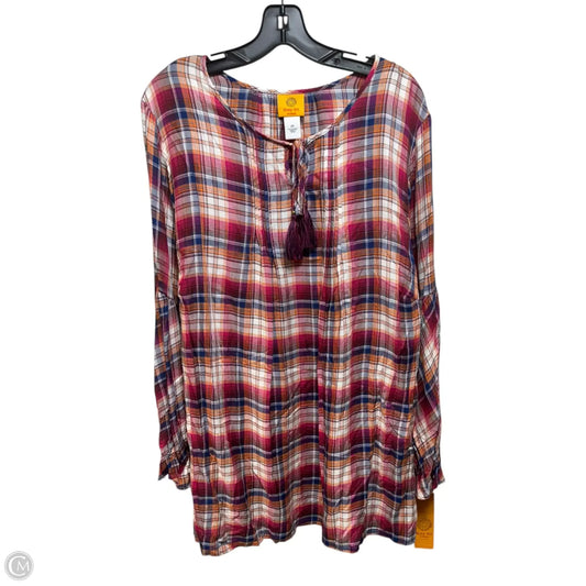 Top Long Sleeve By Ruby Rd In Plaid Pattern, Size: 2x