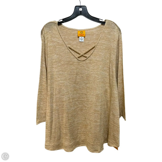 Metallic Top Long Sleeve By Ruby Rd In Gold, Size: 3x