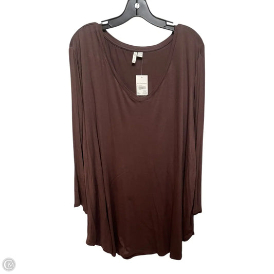 Top Long Sleeve By Cato In Brown, Size: 2x