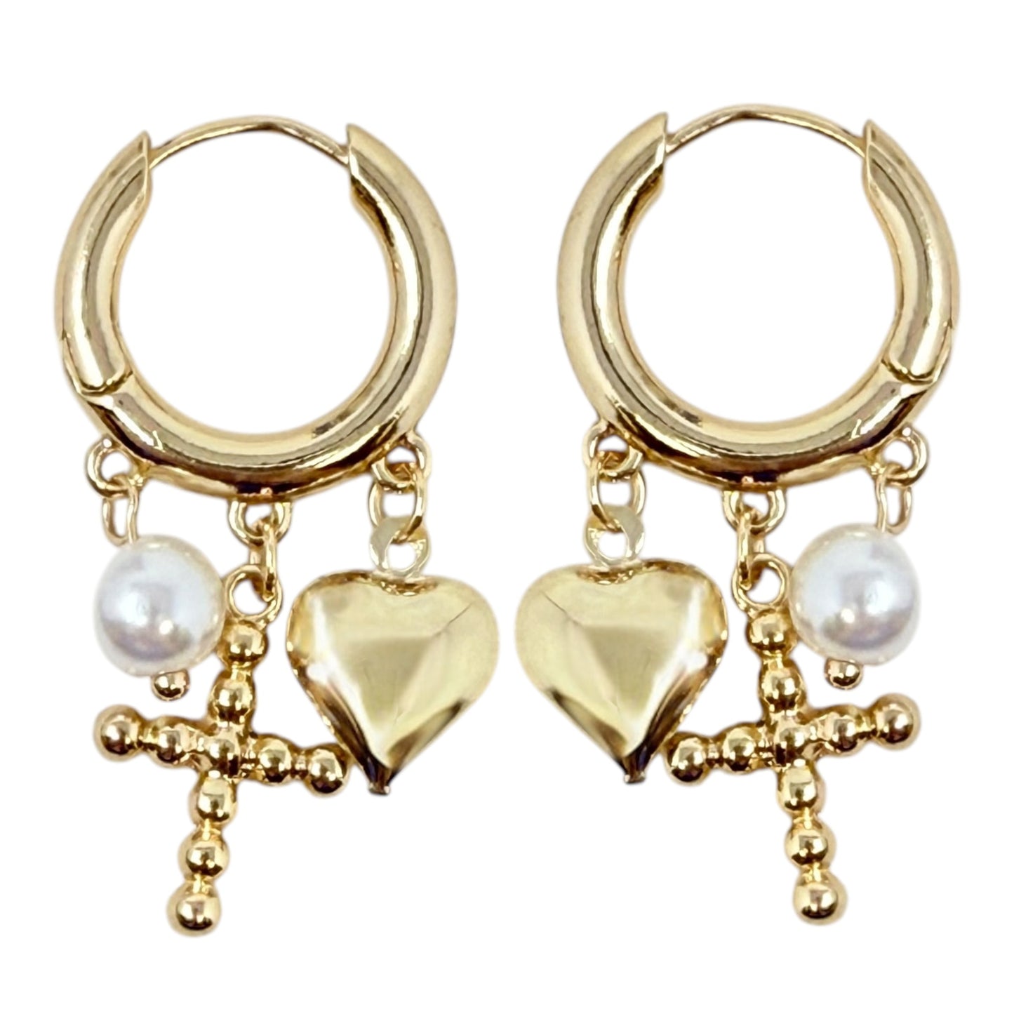 Heart Cross Dangle Hoop Earrings By Francesca's