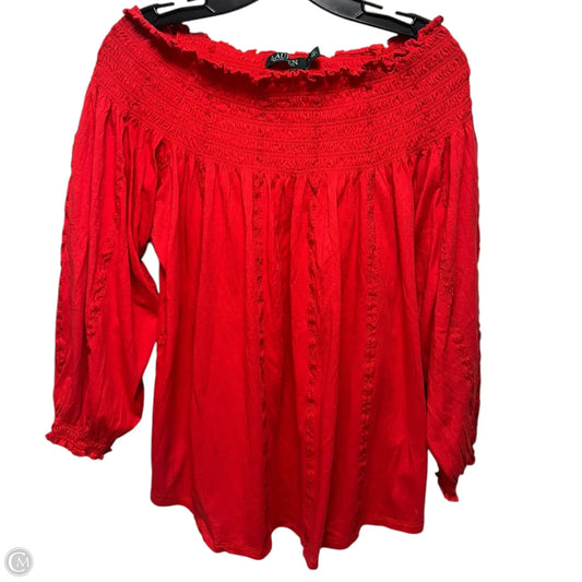 Top Long Sleeve By Lauren By Ralph Lauren In Red, Size: Xl