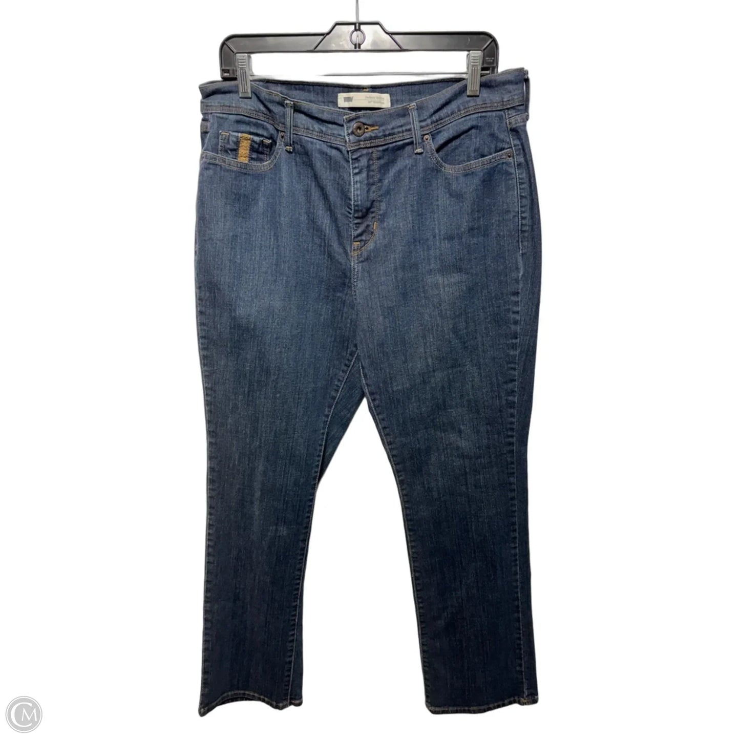 Slimming Straight Leg Jeans By Levis In Blue Denim, Size: 16
