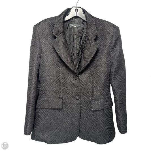 Textured Quilted Blazer By Zara In Black, Size: L