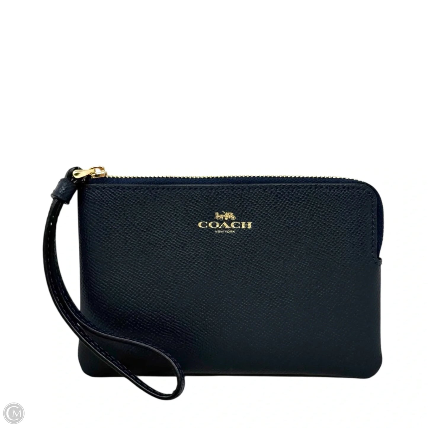 Crossgrain Leather Corner Zip Wristlet Designer By Coach In Midnight, Size: Small