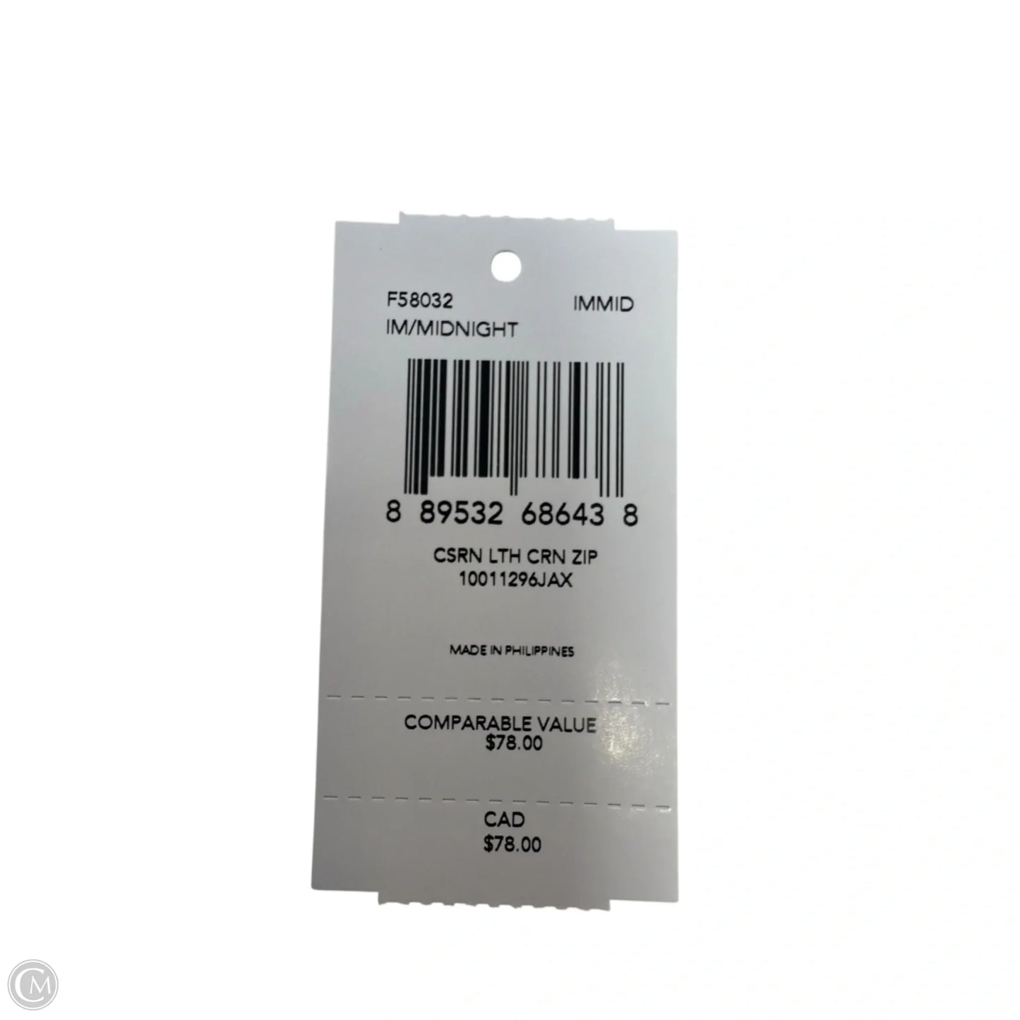 Crossgrain Leather Corner Zip Wristlet Designer By Coach In Midnight, Size: Small