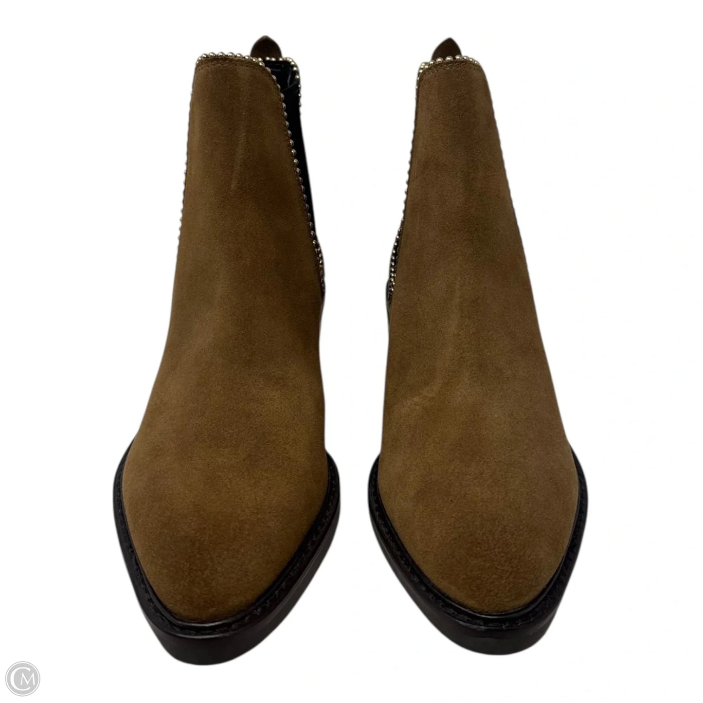 Bowery Studded Bootie Boots Designer By Coach In Tan, Size: 6