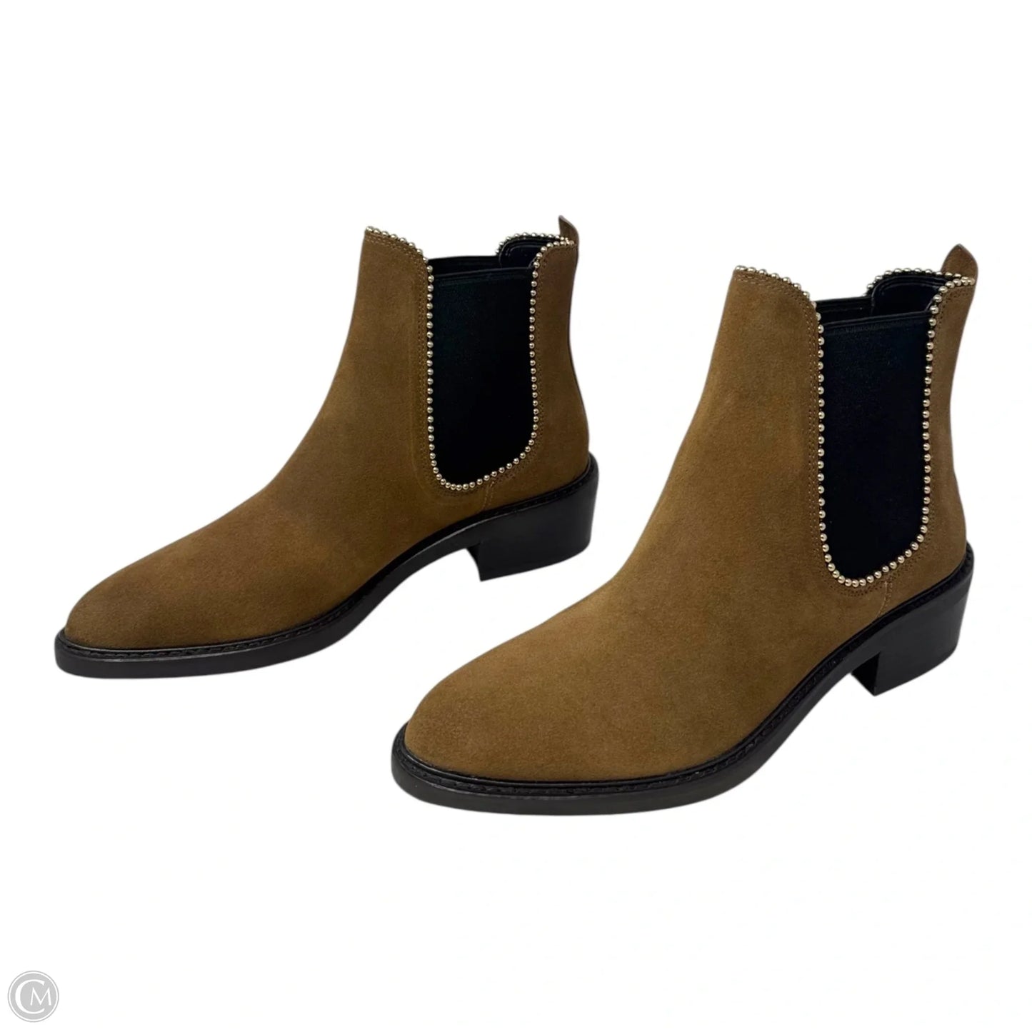 Bowery Studded Bootie Boots Designer By Coach In Tan, Size: 6