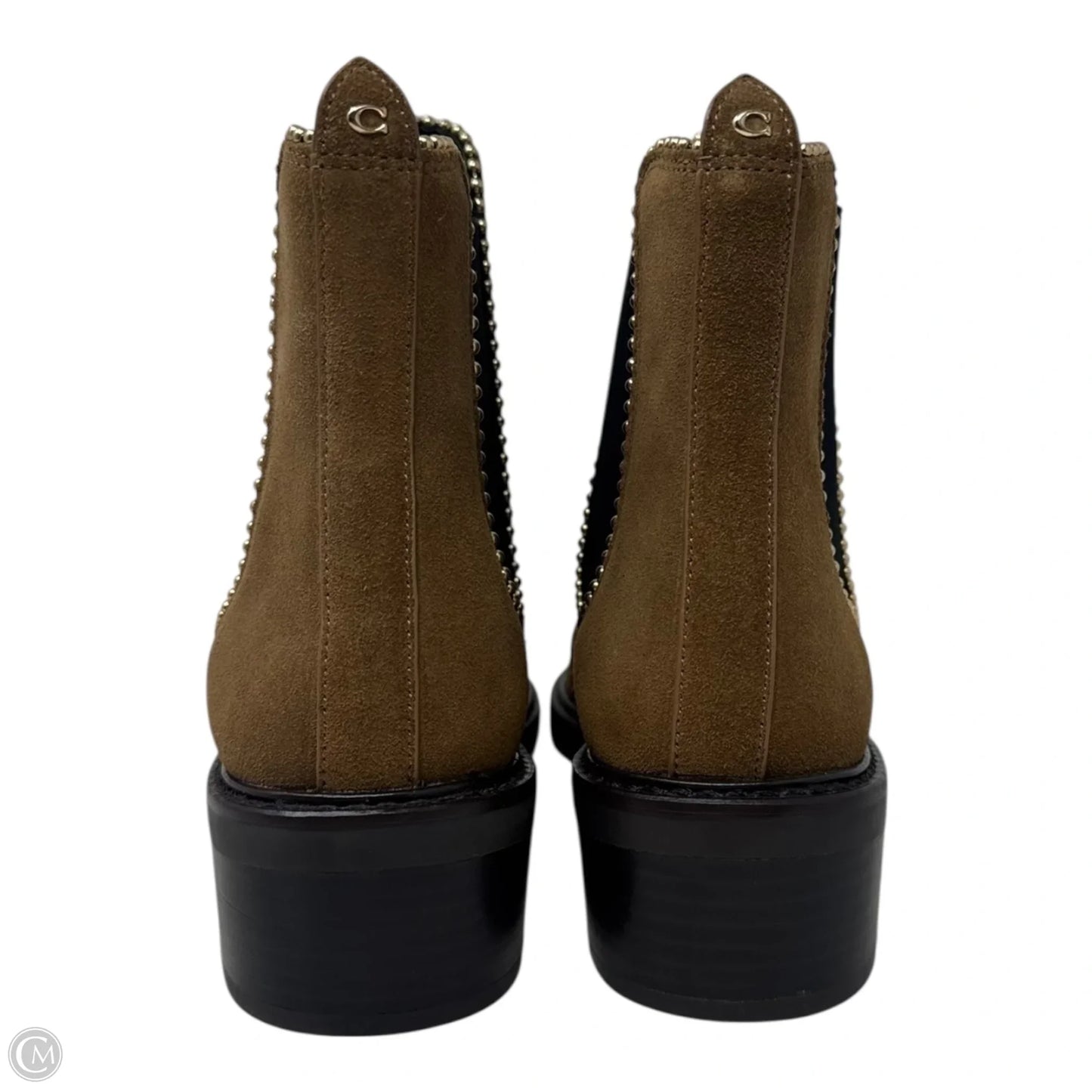 Bowery Studded Bootie Boots Designer By Coach In Tan, Size: 6