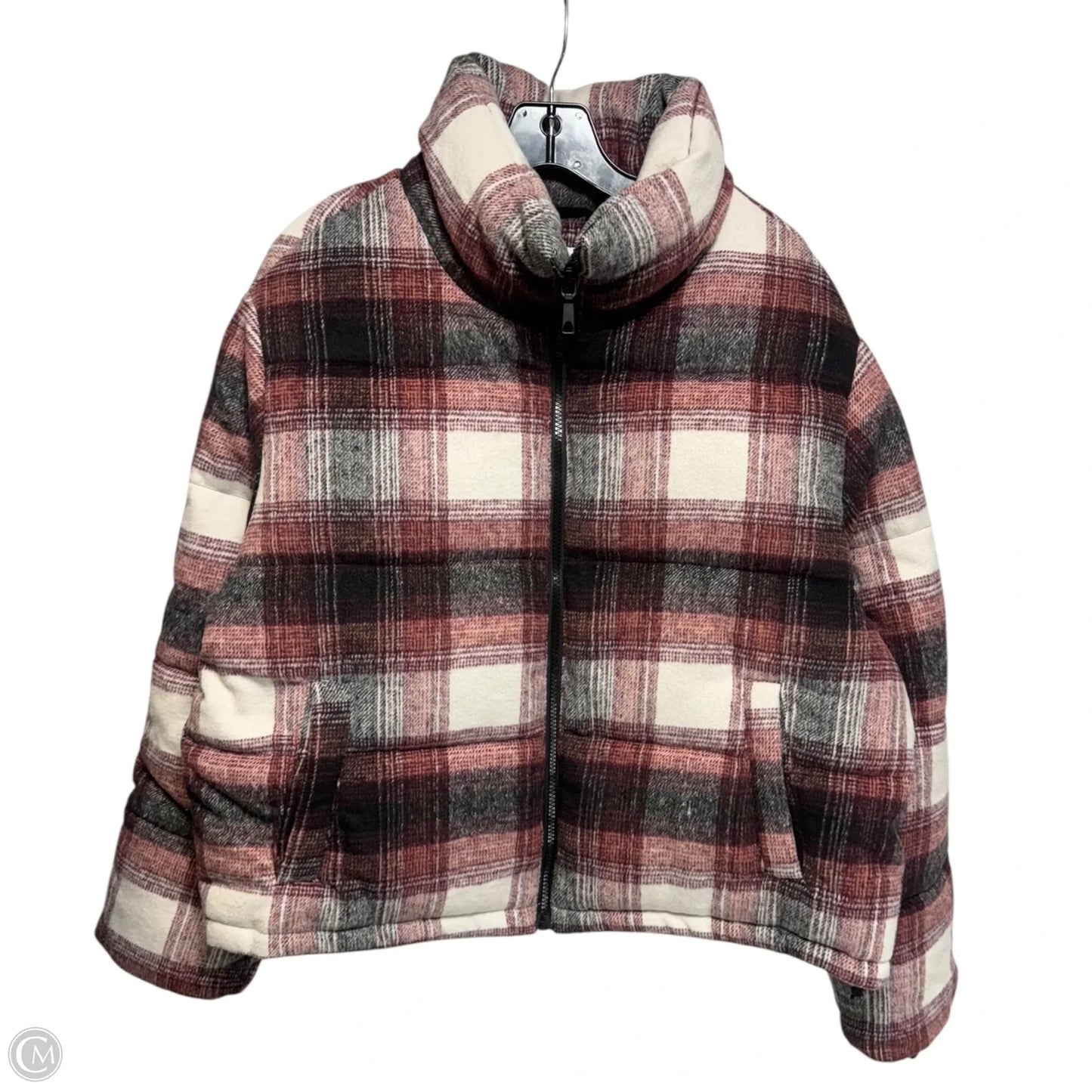 Jacket Puffer & Quilted By Sebby In Plaid Pattern, Size: L