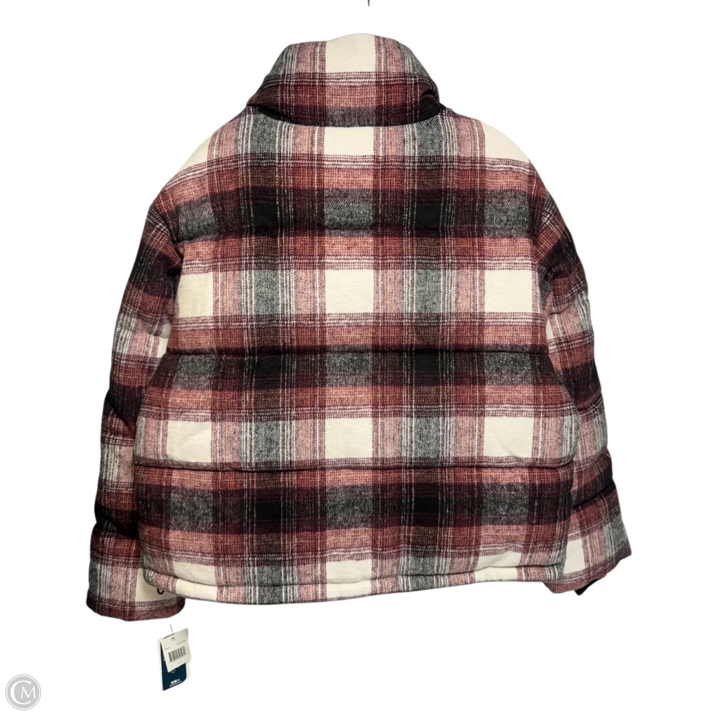 Jacket Puffer & Quilted By Sebby In Plaid Pattern, Size: L