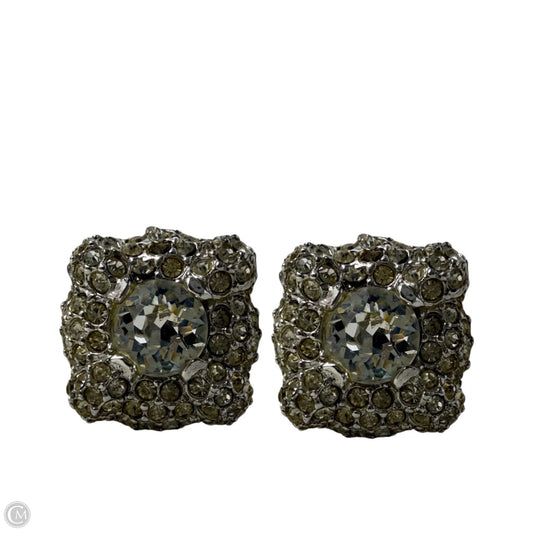 Square Rhinestone Clip Earrings By Carnegie
