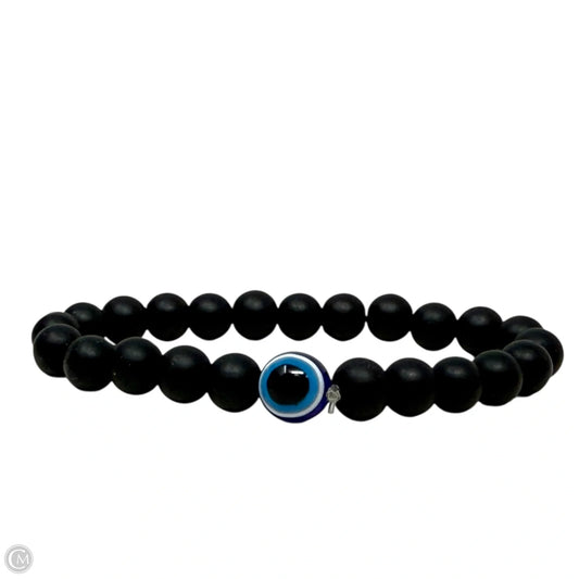 Evil Eye Beaded Stretch Bracelet In Black