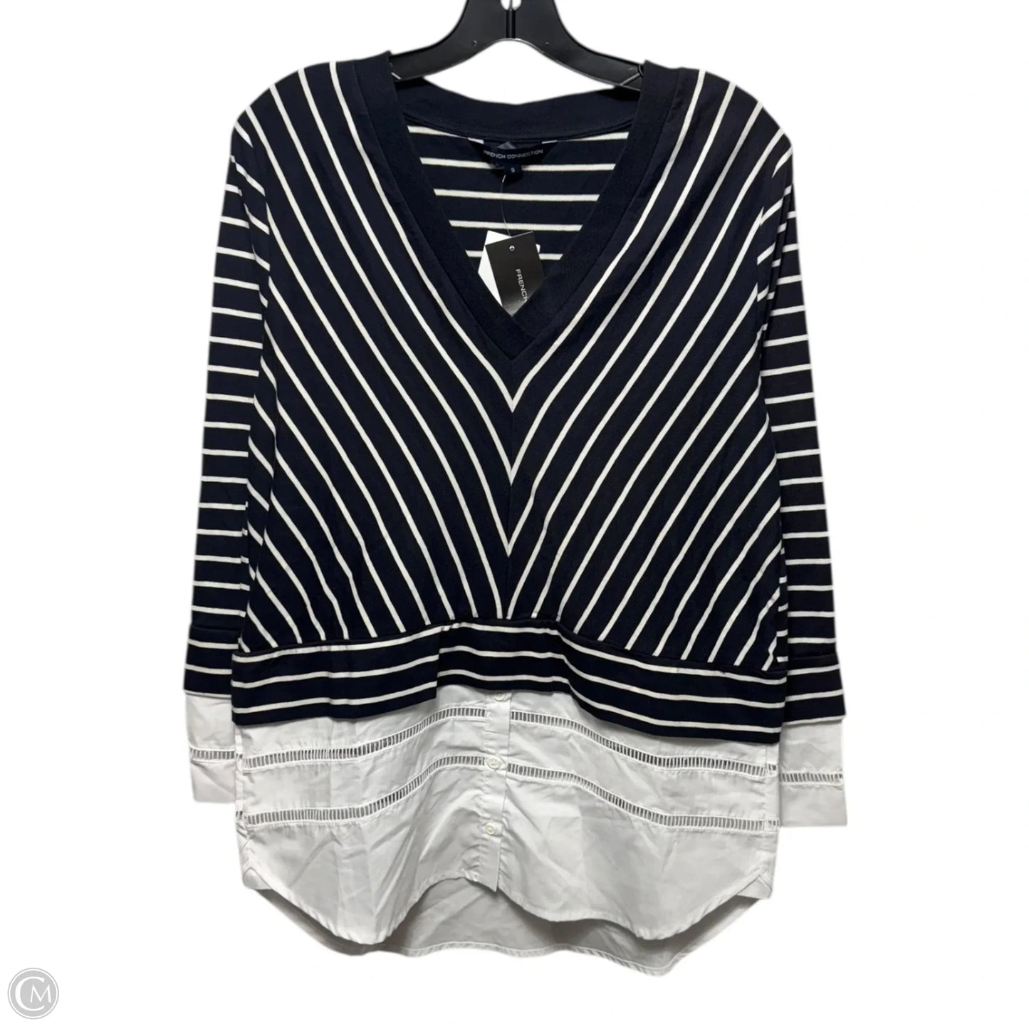 Top Long Sleeve By French Connection In Striped Pattern, Size: S