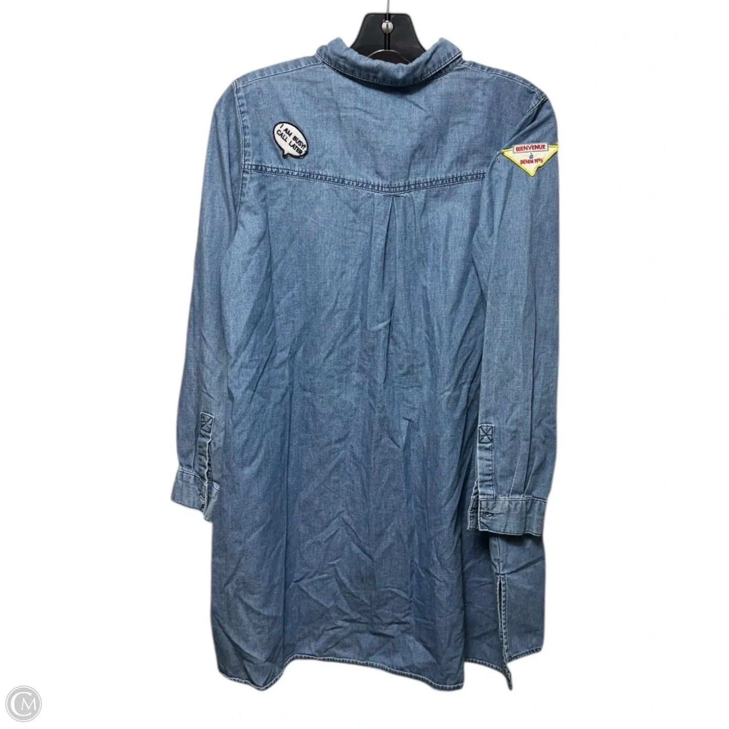 Tunic Long Sleeve By Zara In Blue Denim, Size: S