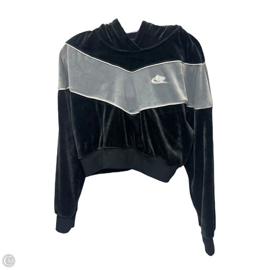 Athletic Top Long Sleeve Hoodie By Nike Apparel In Black & Silver, Size: S