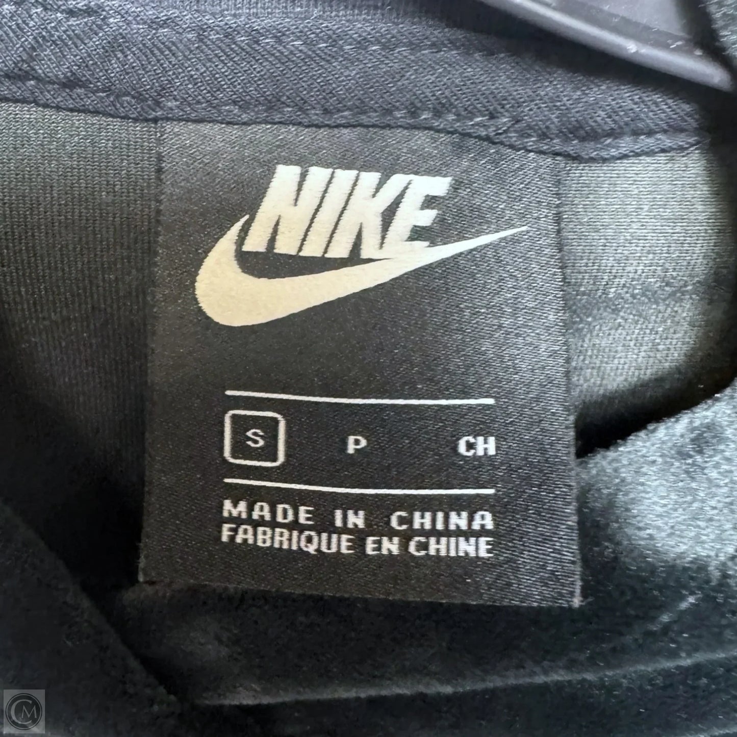 Athletic Top Long Sleeve Hoodie By Nike Apparel In Black & Silver, Size: S