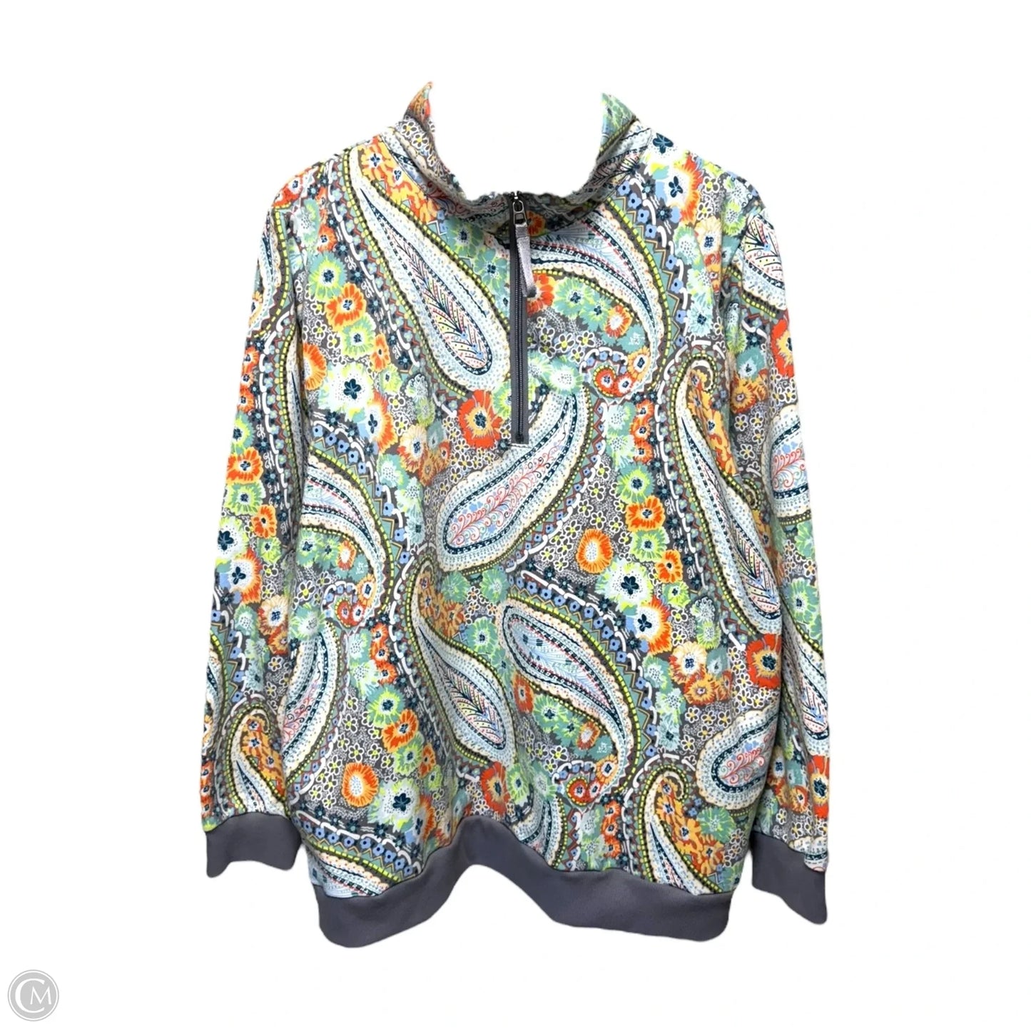Athletic Top Long Sleeve Collar By Vera Bradley In Paisley Print, Size: 3XL