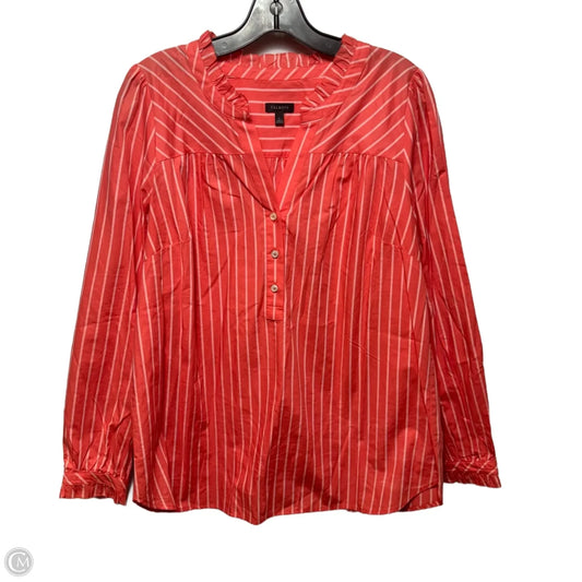 Top Long Sleeve By Talbots In Orange & White, Size: L