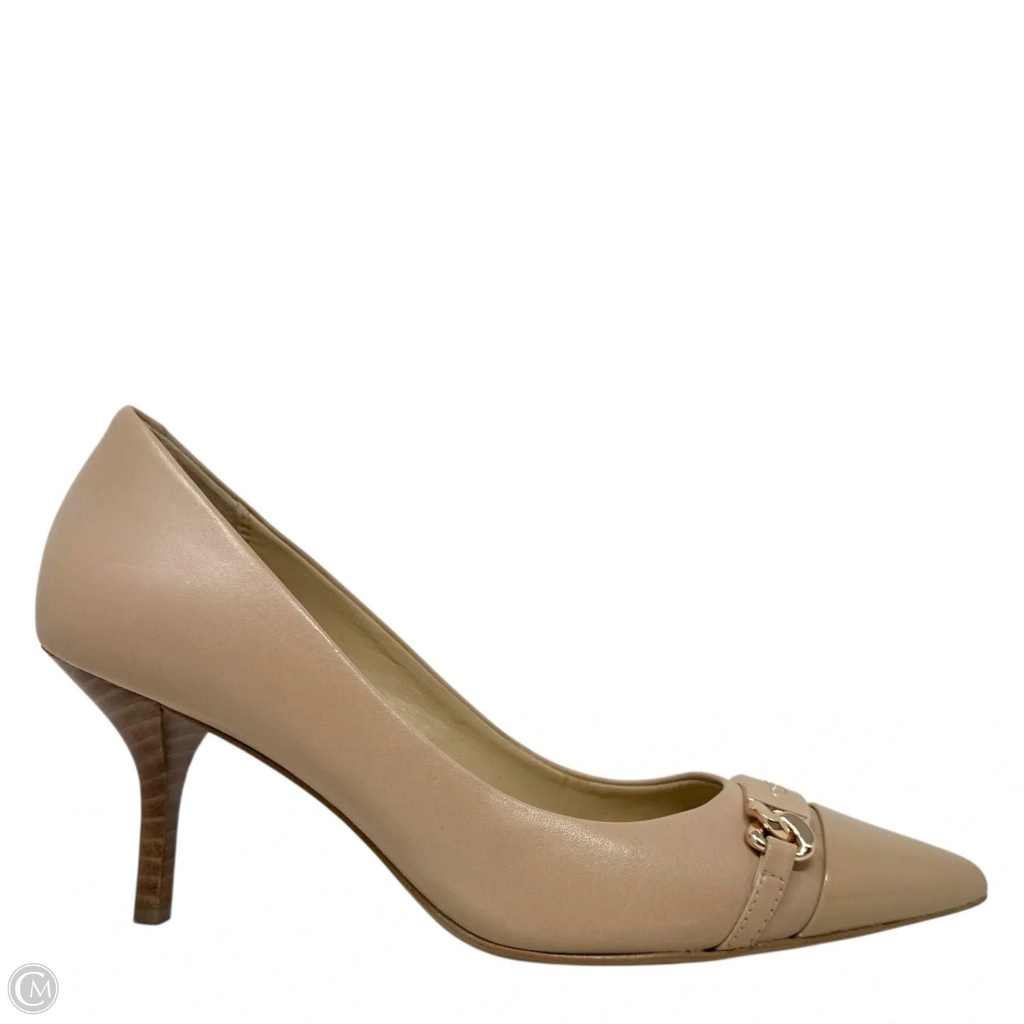 Bowery Pointed-Toe Kitten Heel Pumps Designer By Coach In Tan, Size: 5