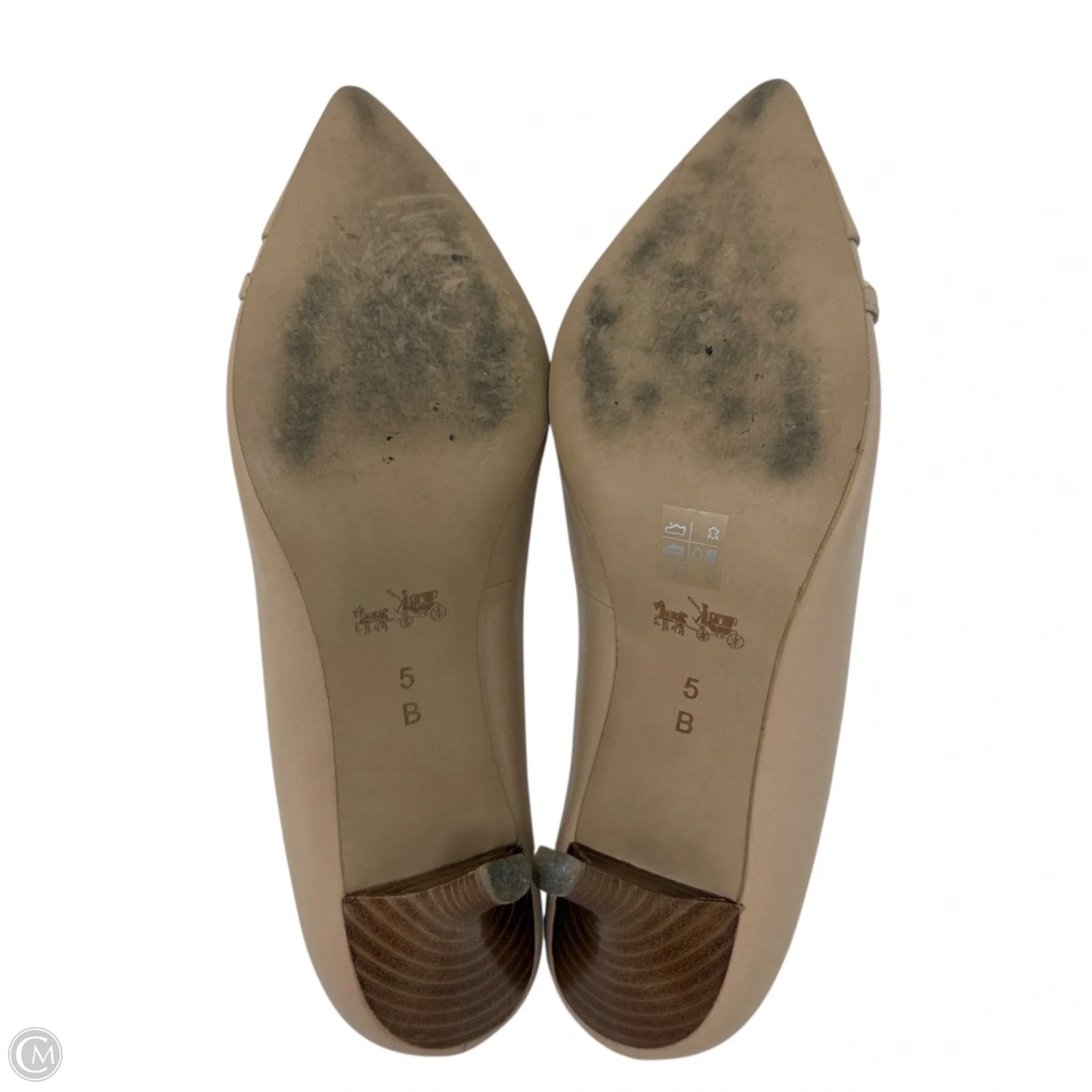 Bowery Pointed-Toe Kitten Heel Pumps Designer By Coach In Tan, Size: 5