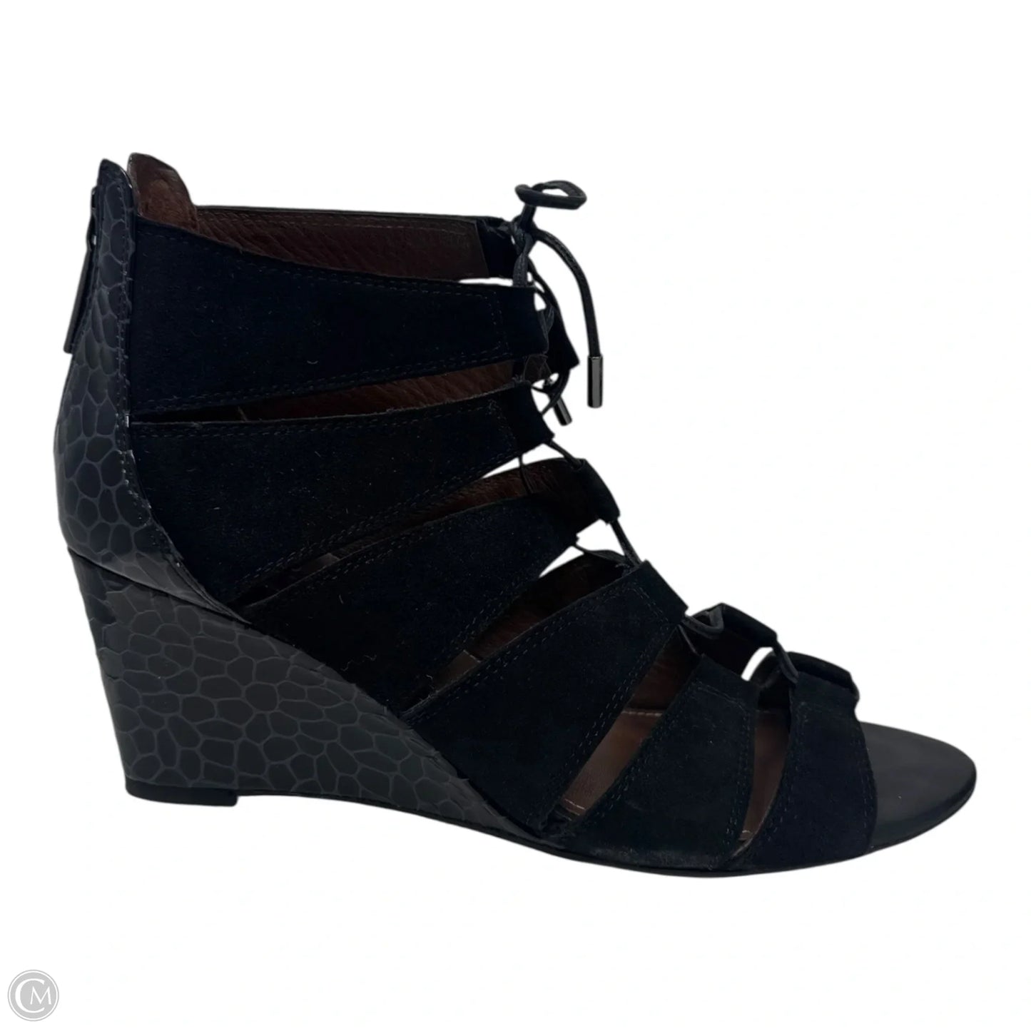 Jeisa Tie Up Wedge Boots Ankle Heels By Donald Pliner In Black, Size: 8.5