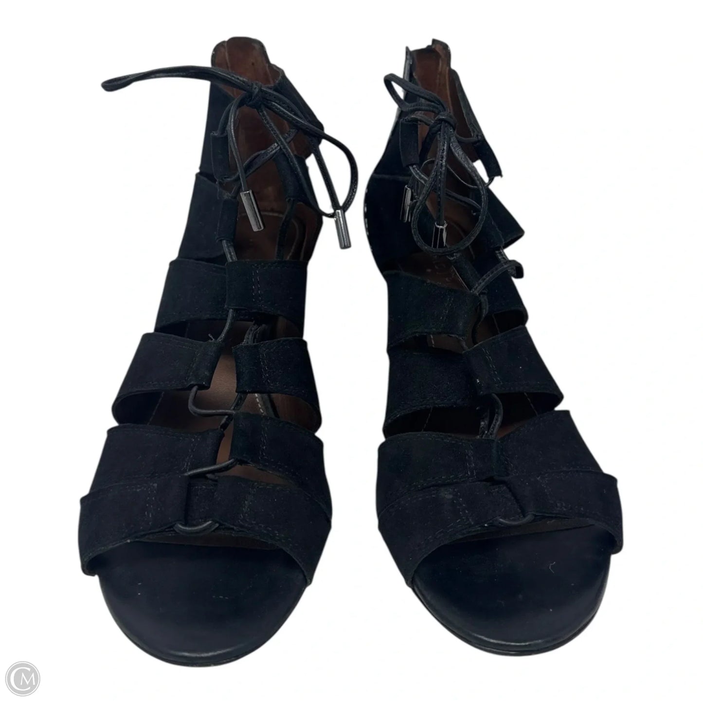 Jeisa Tie Up Wedge Boots Ankle Heels By Donald Pliner In Black, Size: 8.5