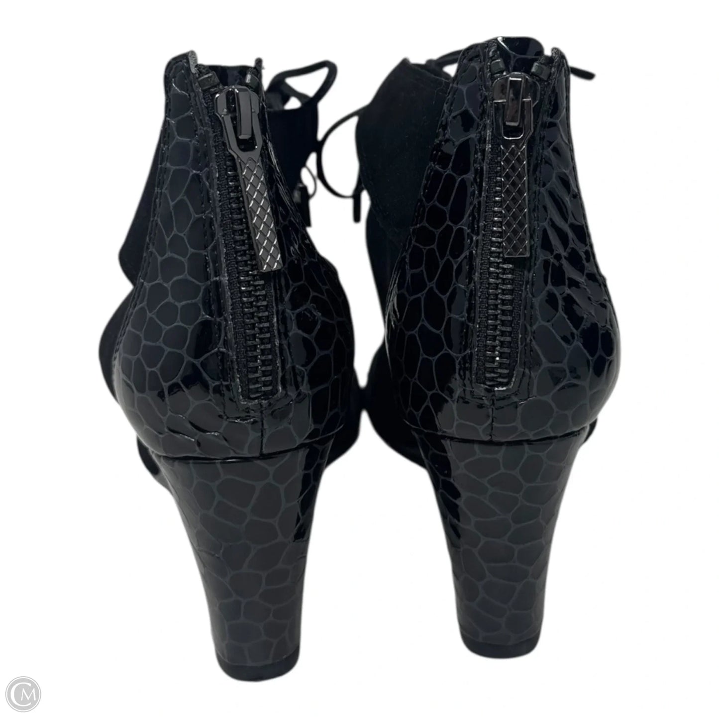 Jeisa Tie Up Wedge Boots Ankle Heels By Donald Pliner In Black, Size: 8.5