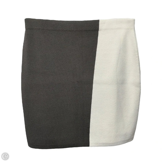 Colorblock Knit Skirt Mini & Short By Theory In Grey & White, Size: M