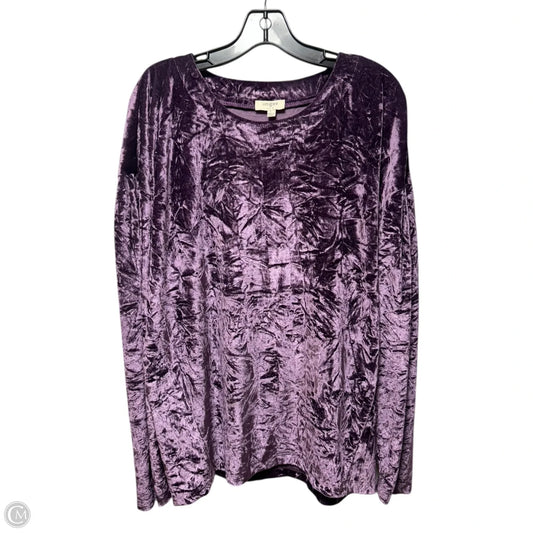 Velvet Top Long Sleeve By Umgee In Purple, Size: L