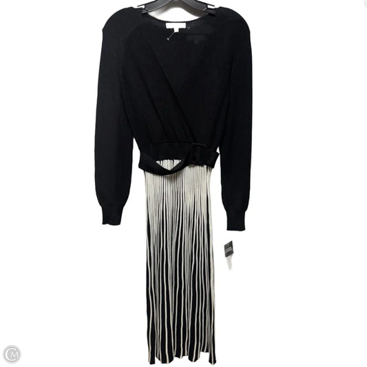 Rib Pleated Sweater Dress By Robbie Bee In Black & White, Size: M